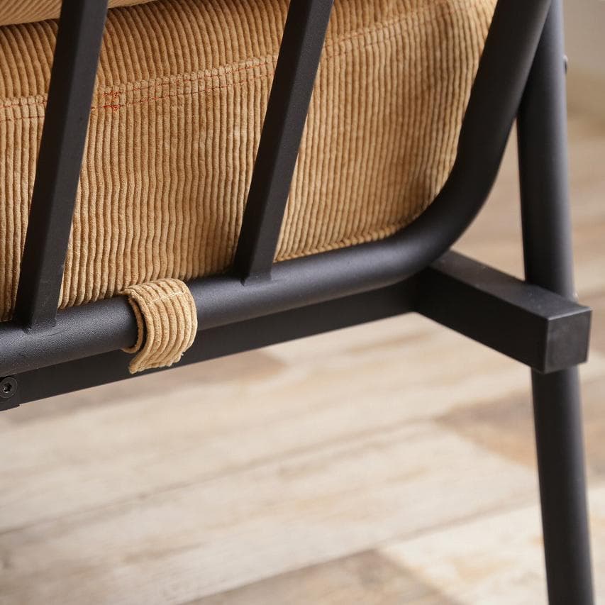 コーデュロイ張地 2人掛けソファ イエロー