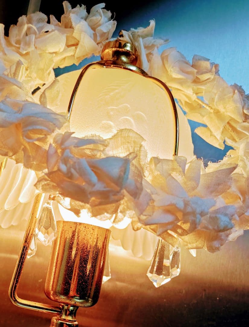 フランスアンティーク✨️布花冠・テーブルランプ ２点セット ブロカント