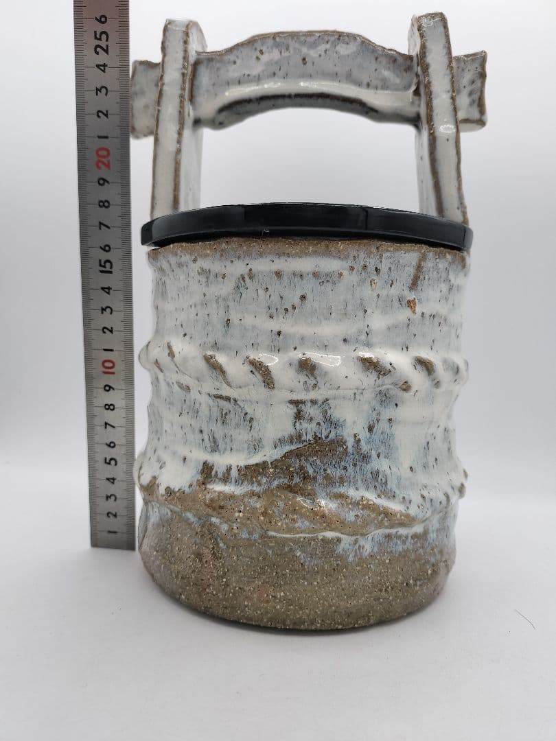 c912 水指 萩手桶割蓋付 司希衛門 木箱 茶道具 古物