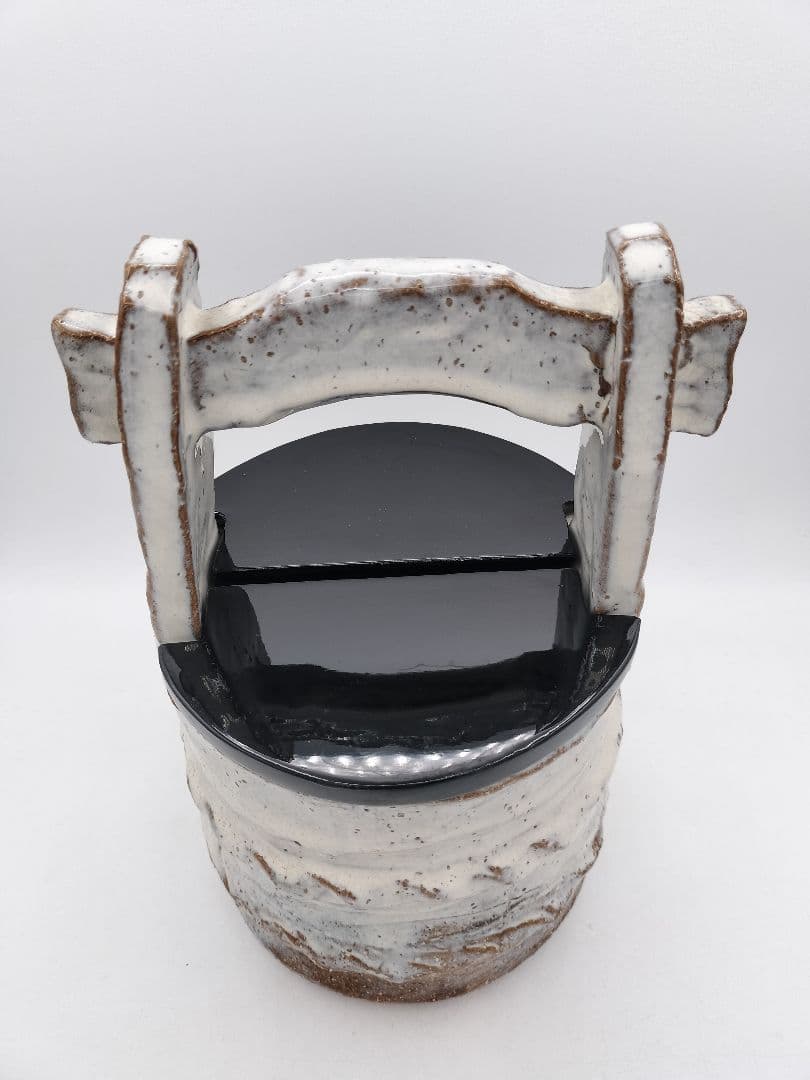 c912 水指 萩手桶割蓋付 司希衛門 木箱 茶道具 古物