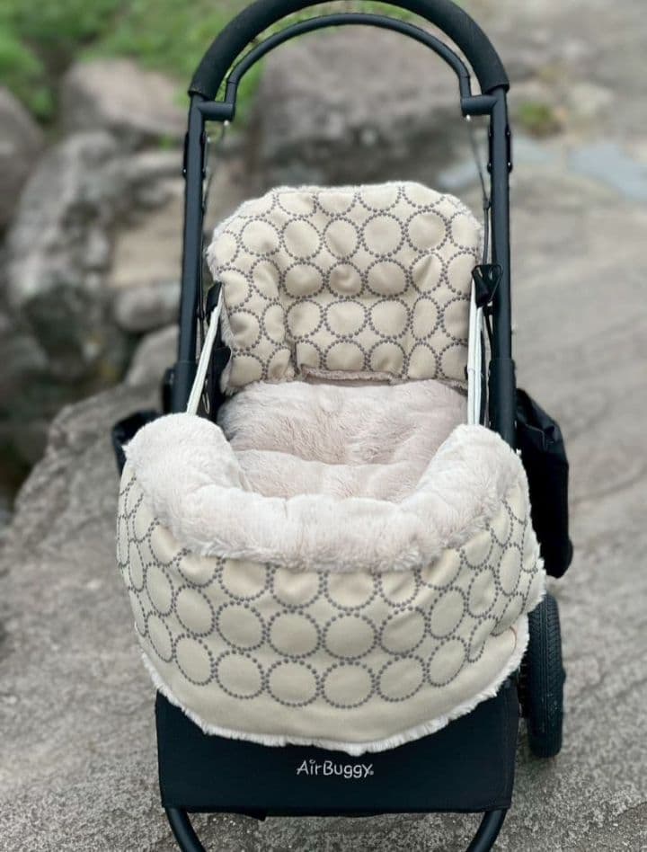 ❤３点セット❤ペットカートコンフォーター＆ライナー＆ピロー　エクリュ✕グレー