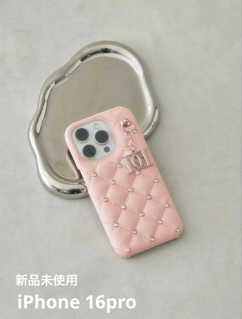 darich キルティングビジューddチャームiPhoneケース ピンク