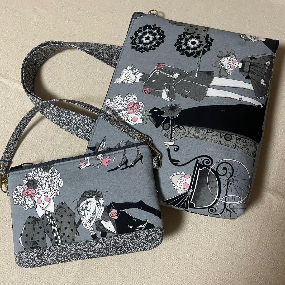 ♡ガストリー家族の再会グレー系で2個♡ハンドメイド　アレキサンダーヘンリー