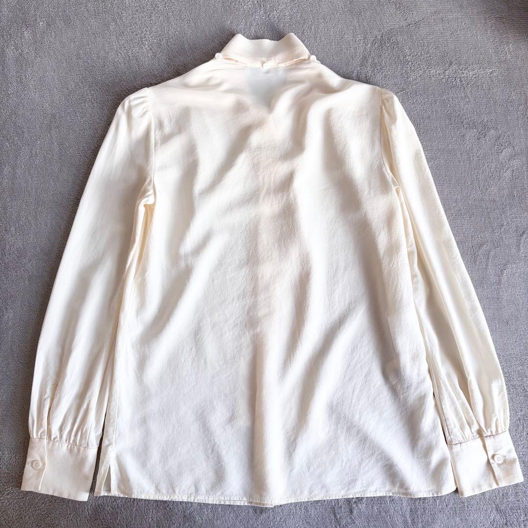 yumiso様プラダ ブラウス ボウタイ リボンタイ シルク100% アイボリー