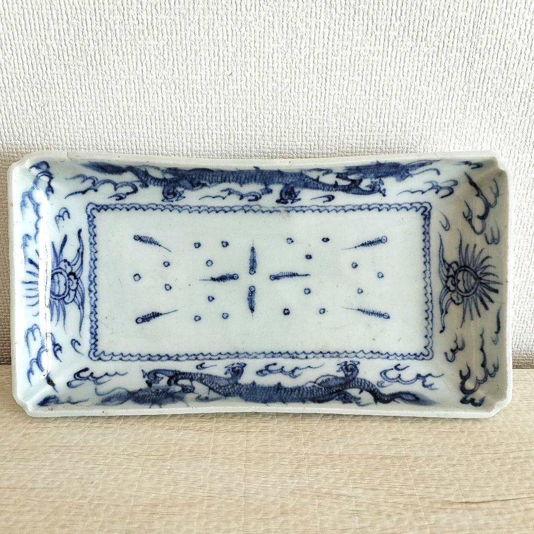 kico☆　３枚組　古伊万里　染付　線描　雲龍文　長皿