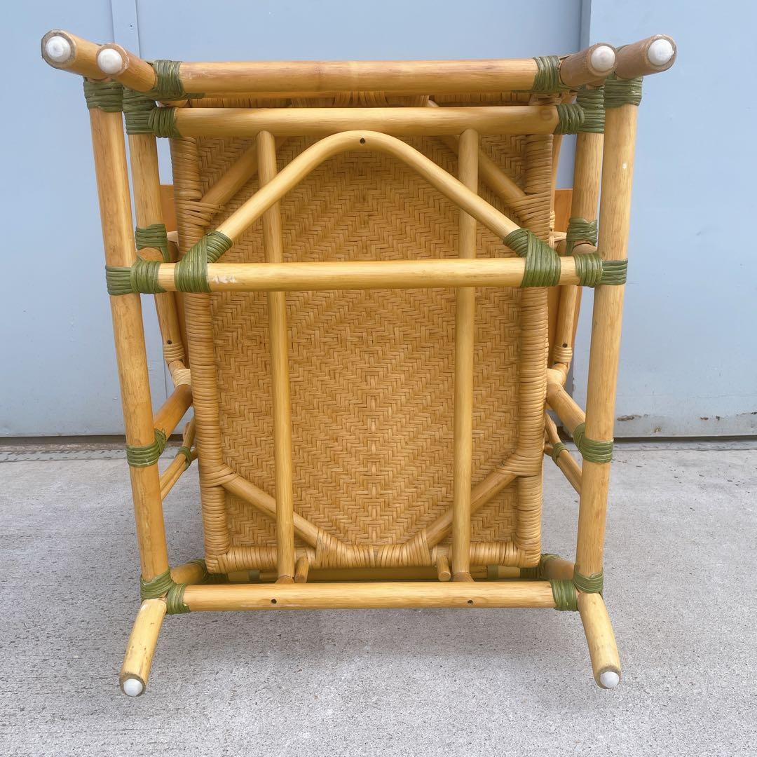 【送料無料】 ラタン リクライニングチェア 木製肘置きチェア オットマン