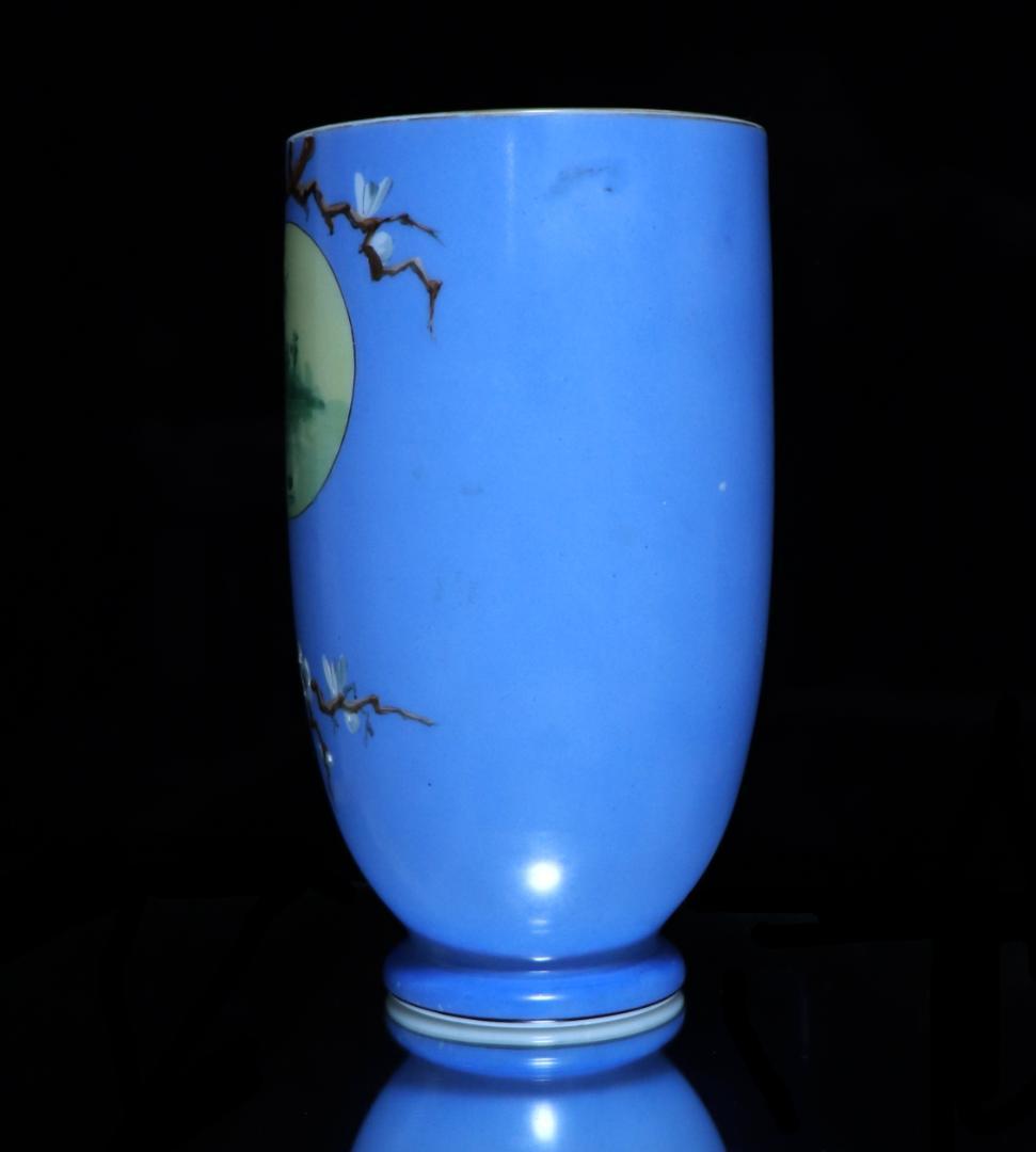 オールド・バカラ レア型 オパーリンクリスタル製 日本趣味 花鳥図飾壷 花瓶