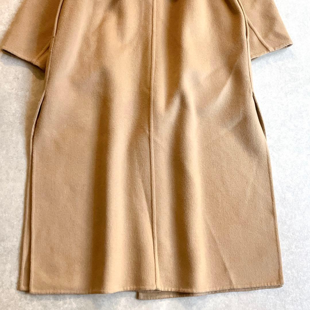 美品 エストネーション ストール付ウールダブルフェイスロングコート キャメル