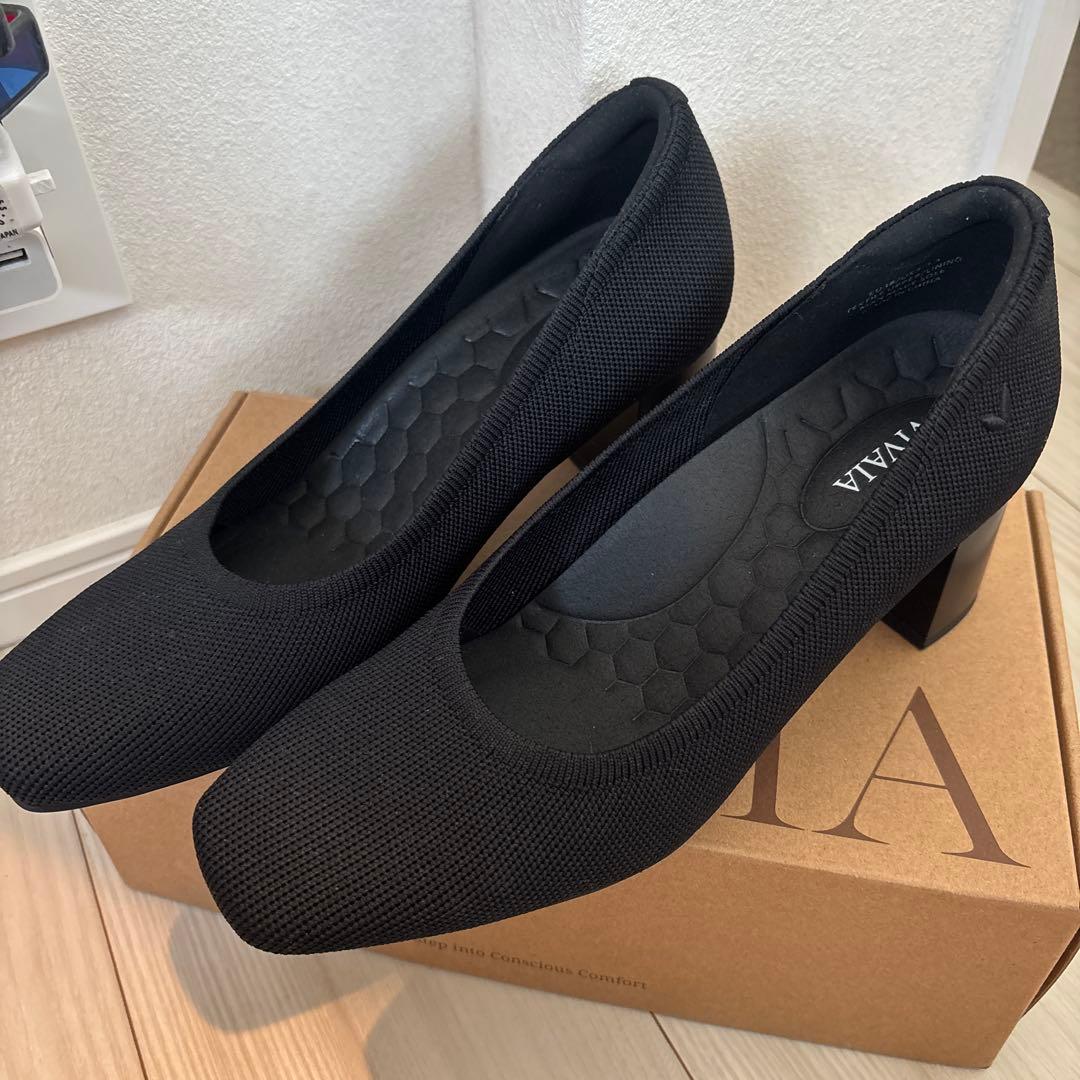 VIVIAN[Elize] スクエアトゥ ストレスフリー ブロックヒール 38