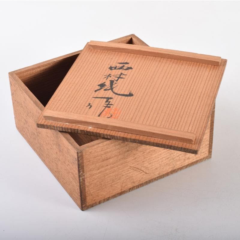 西村純一作　青銅　七宝飾り　灰落　灰皿　共箱　N　6968