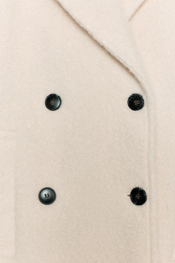 ZARA ザラ ブークレダブルブレストミディ丈コート XS