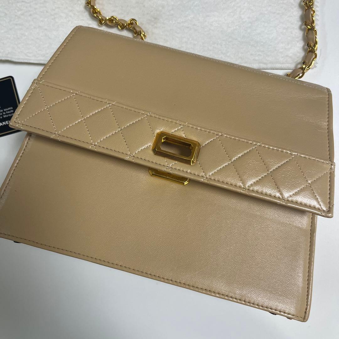 CHANEL チェーンバッグ マトラッセ ベージュ 正規品 ヴィンテージシャネル