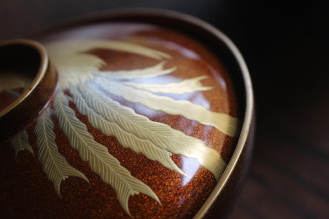 デッドストック！極上内朱梨地に優美な鳳凰蒔絵の映えるお椀2点（検輪島塗雑煮椀