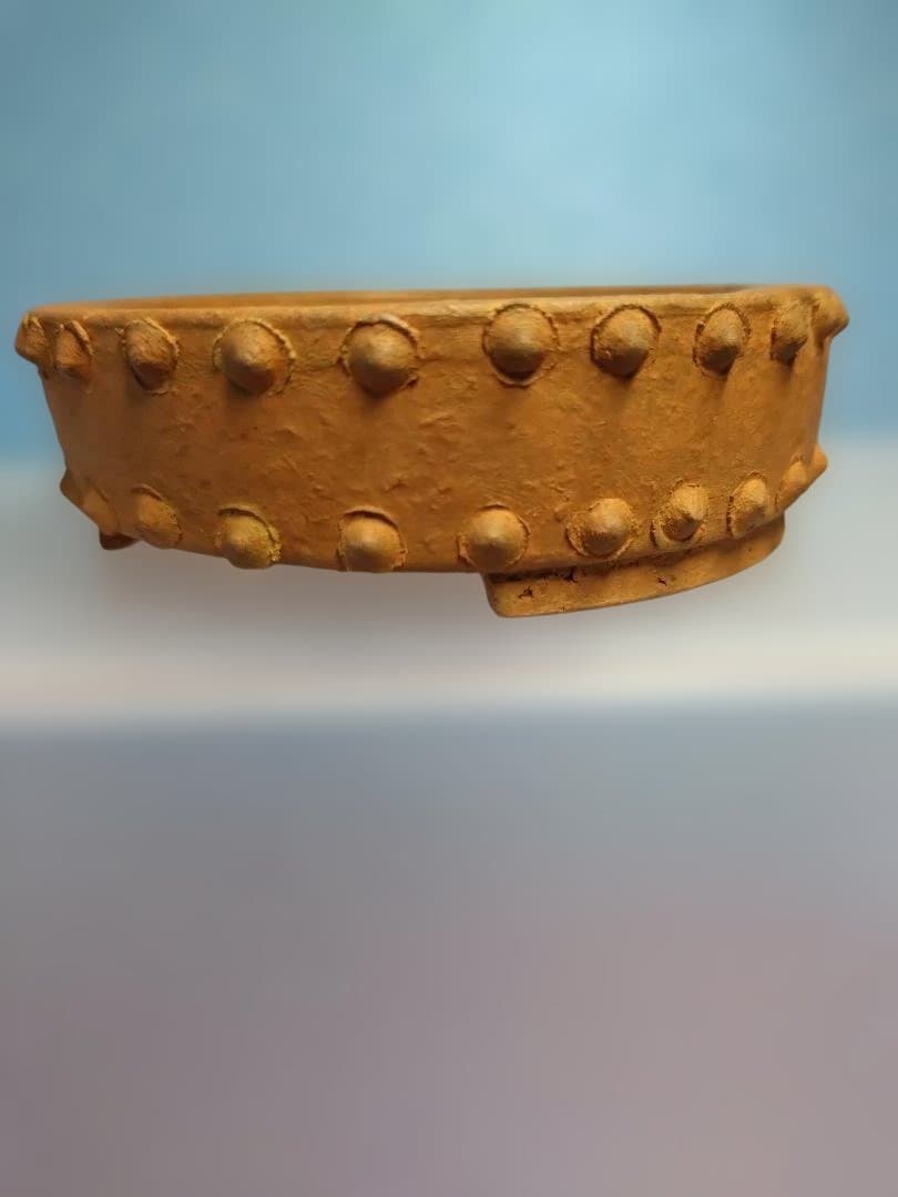 オレンジ色の陶器製盆栽鉢/ 舟山