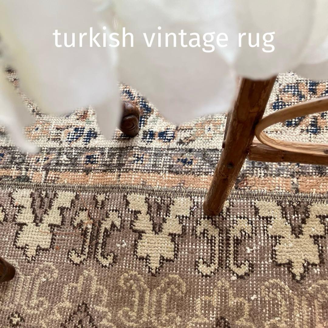 パッチワーク✳︎56×75✳︎キャラメル　マロンブラウン　トルコヴィンテージラグ