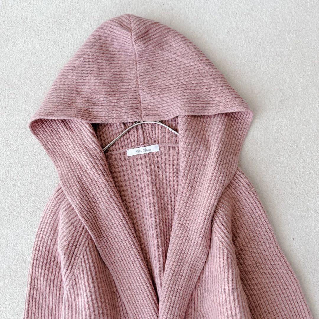 最高級✨白タグ　マックスマーラ　フーディーカーディガン　ベルト　カシミヤ　ピンク
