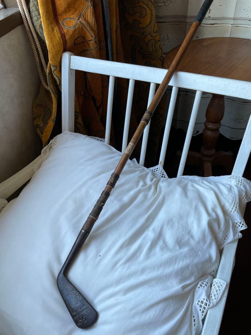 アンティーク　木製　ゴルフ　クラブ　ヒッコリー　アイアン　C　100年　アメリカ