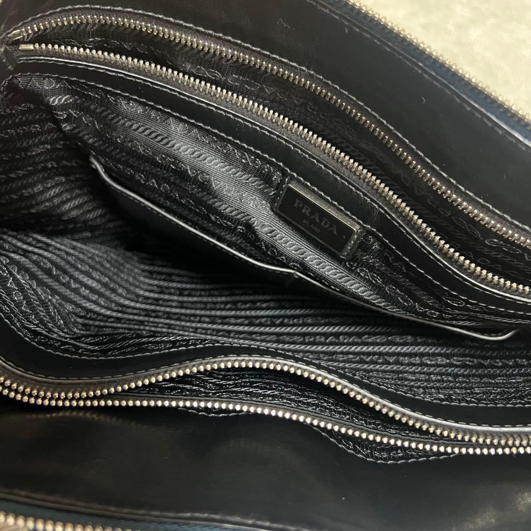 美品・現行品✨プラダ 2way ビジネスバッグ サフィアーノレザー ブルー
