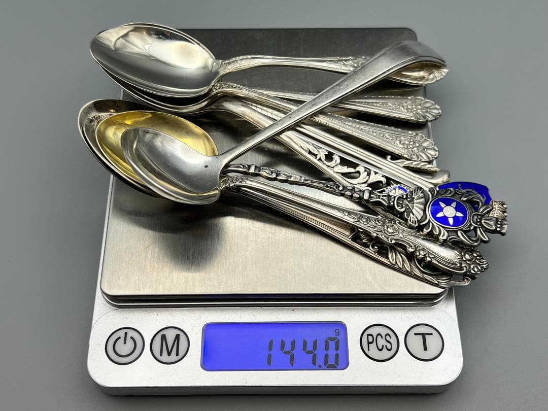 SILVER950 925 600 銀製 刻印 スプーン 9点 重量144g