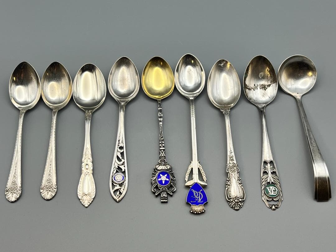 SILVER950 925 600 銀製 刻印 スプーン 9点 重量144g