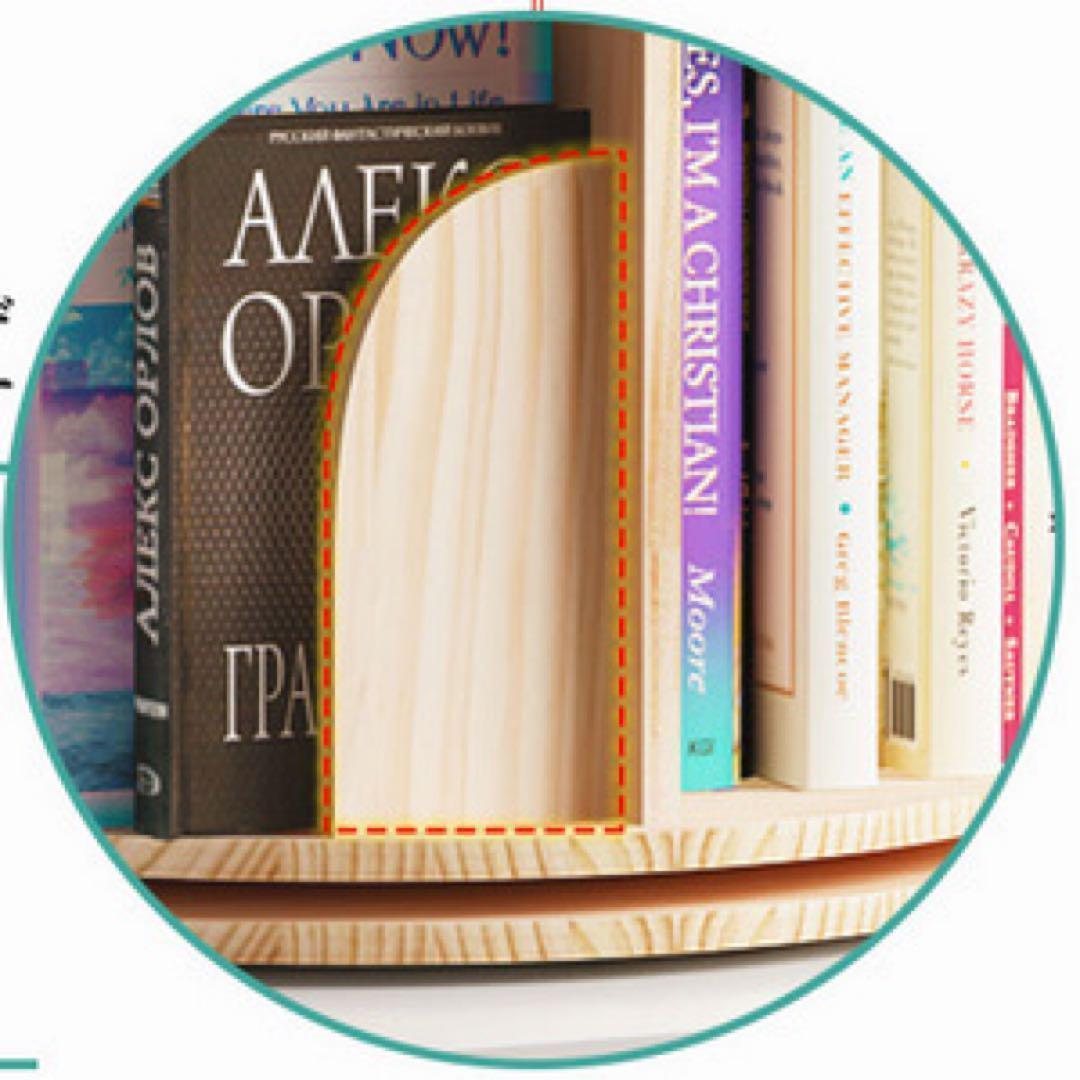 5段　360°回転式本棚　絵本棚 天然木 無垢材　漫画 ブックシェルフ