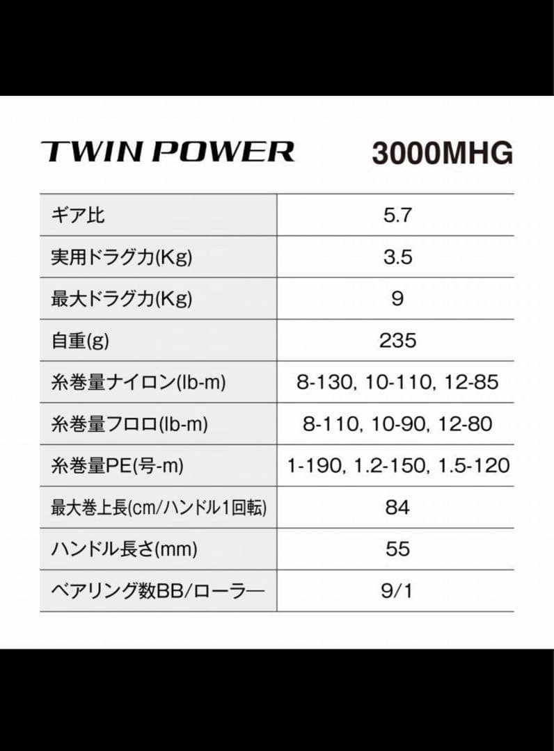 極美品　シマノ　現行ツインパワー　3000MHG