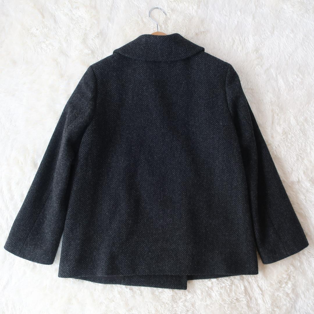 アンタイトル バルキーヘリンボン ショートピーコート ヘリンボーン柄 グレー 2