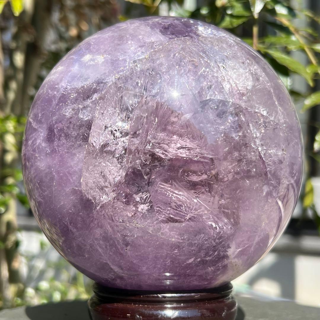 ☆幻品☆家宝級 極大逸品大宝珠☆レインボー ファントム アメジスト 丸玉 天然石