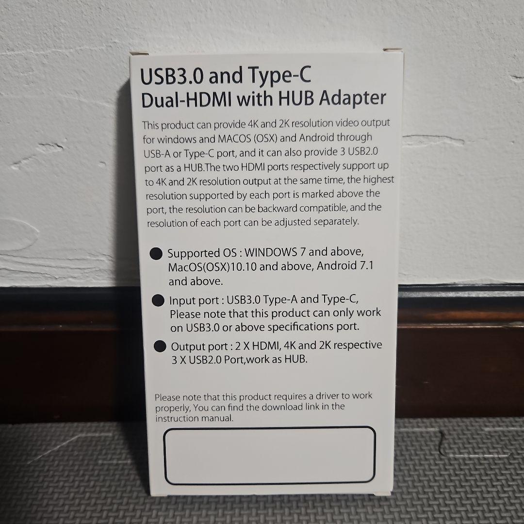 美品✨新品未使用 USB 3.0 & Type-C デュアルHDMIアダプター