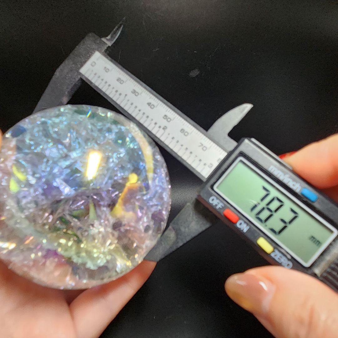 【新品】エンジェルオーラクラック水晶スフィア 特大★約78㍉サイズ★回転台座付き