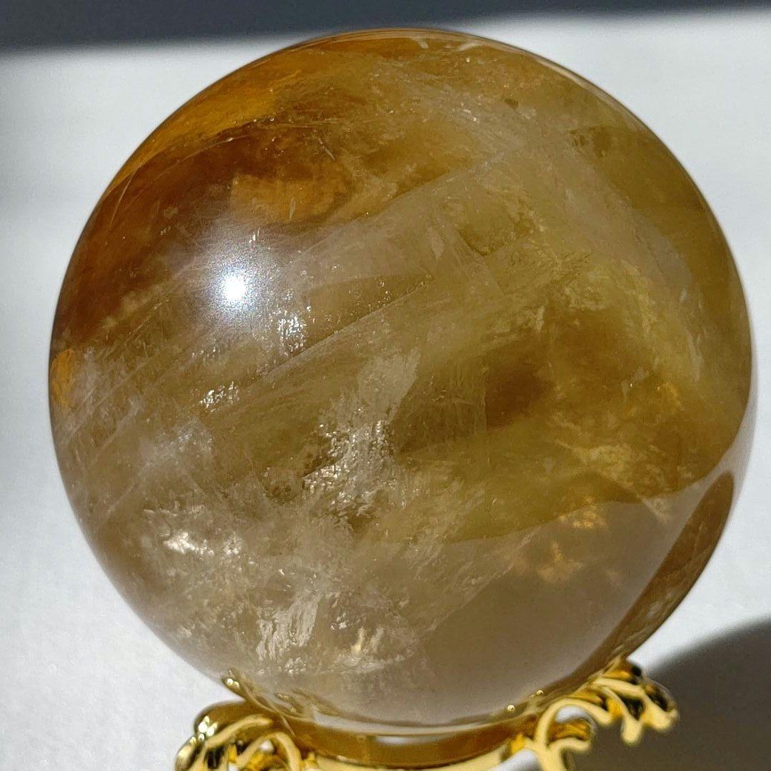 ゴールデンヒーラー　スフィア　天然石　丸玉　台座付き　7cm
