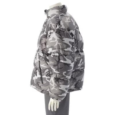 CELINE ナイロン ロゴ カモフラージュ プリント ダウンジャケット