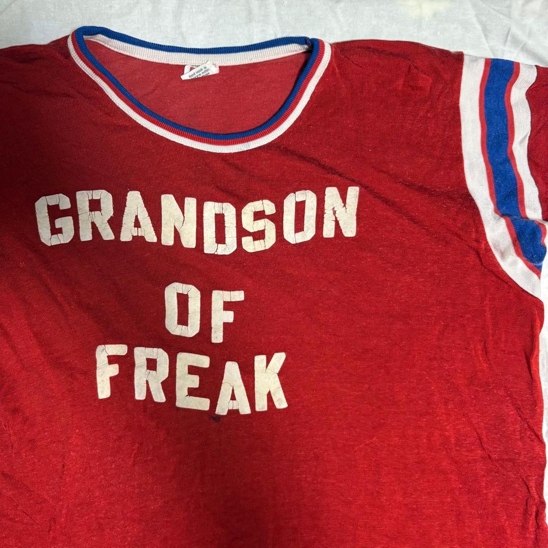 60s ビンテージ　レーヨン　フットボールTシャツ　両面プリント　USA