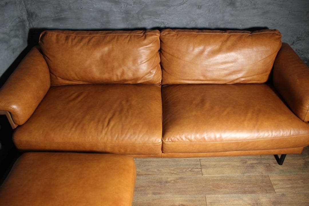 首都圏送無料〜ANV001 本革　3人がけ＋オットマン＋チェア　ソファセット