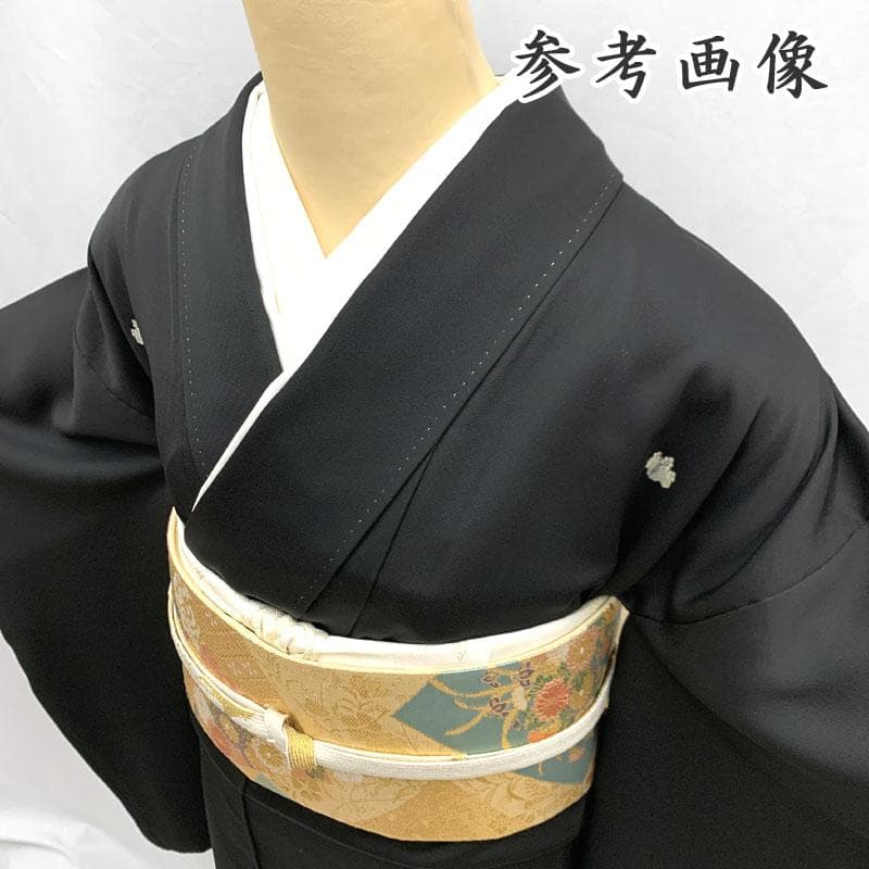 512mo33〇作家物 黒留袖 五つ紋 比翼付き 金彩 花車 童〇状態良好