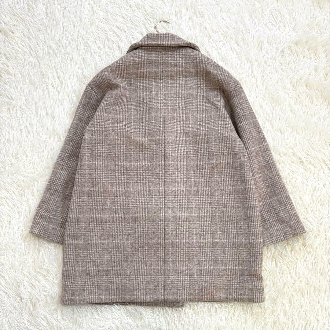 新品　COHINA コヒナ ミドル丈チェックコート F ウール混 ベージュ系