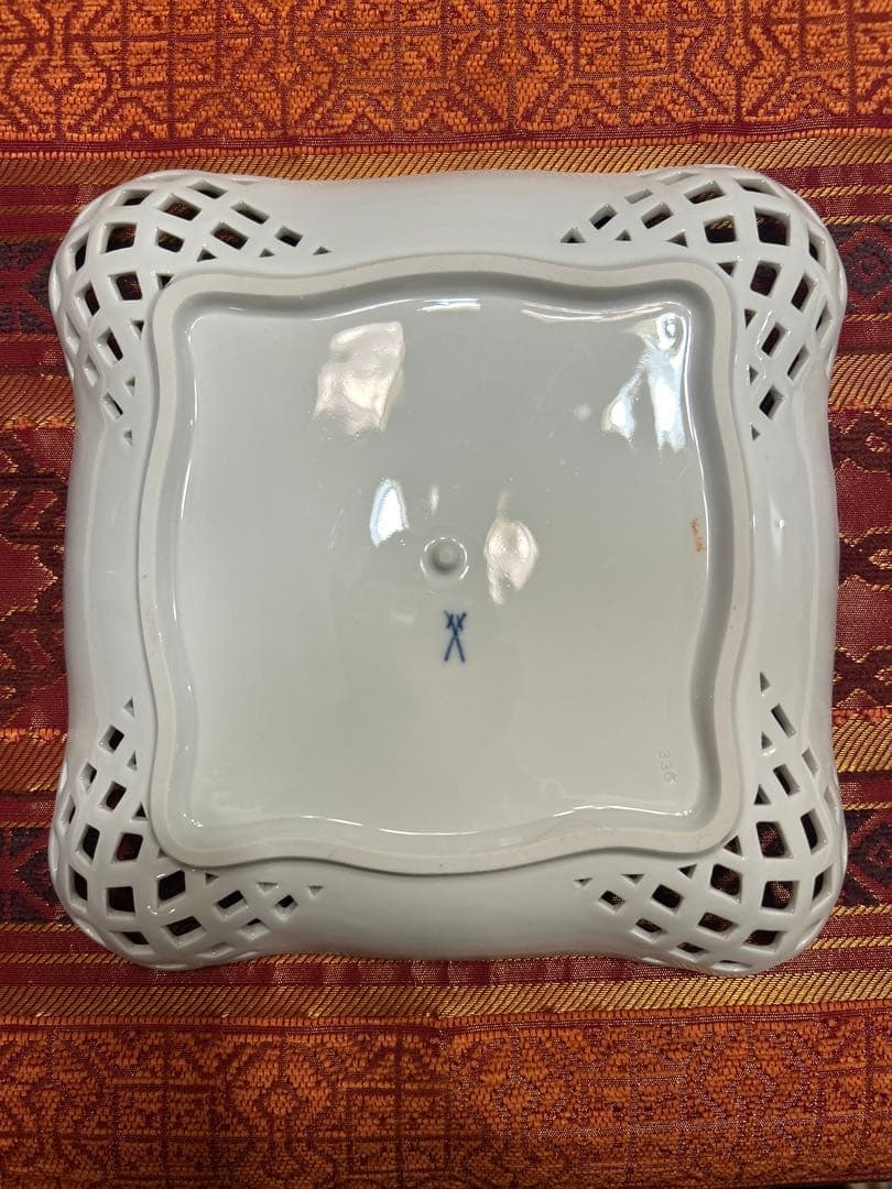 マイセン　スクエア　ベーシックフラワー　三つ花　メッシュ　ボウル　プレート　皿