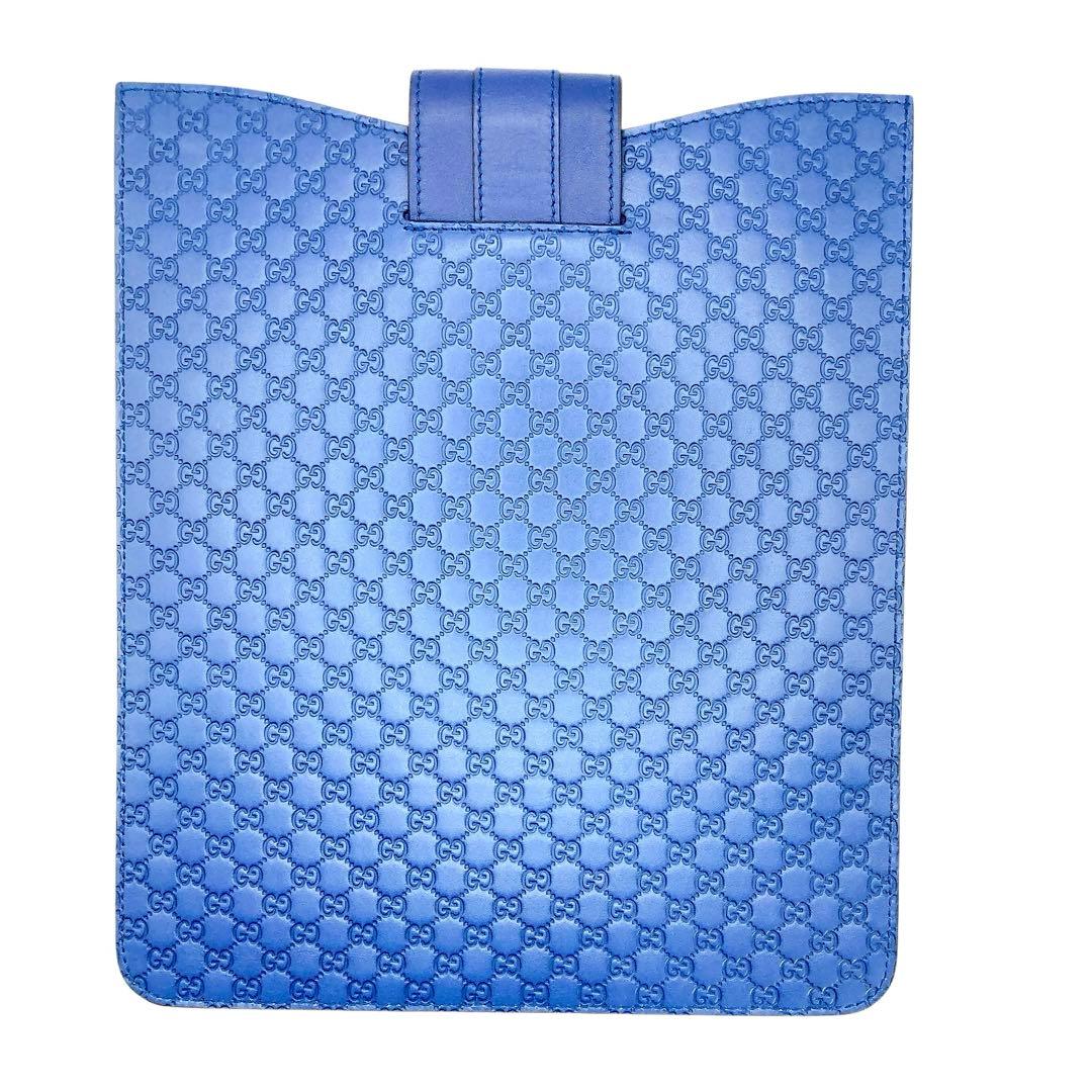 未使用✨GUCCI グッチ　タブレットケース　マイクロGG ブルー　オールレザー