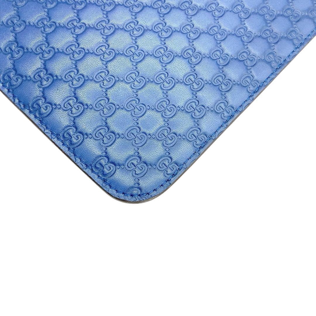 未使用✨GUCCI グッチ　タブレットケース　マイクロGG ブルー　オールレザー