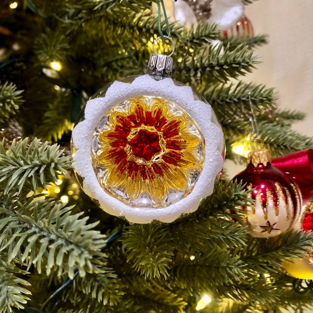 ドイツ　リフレクターオーナメント　8cm レッド　ゴールド　7cmシルバー　3個