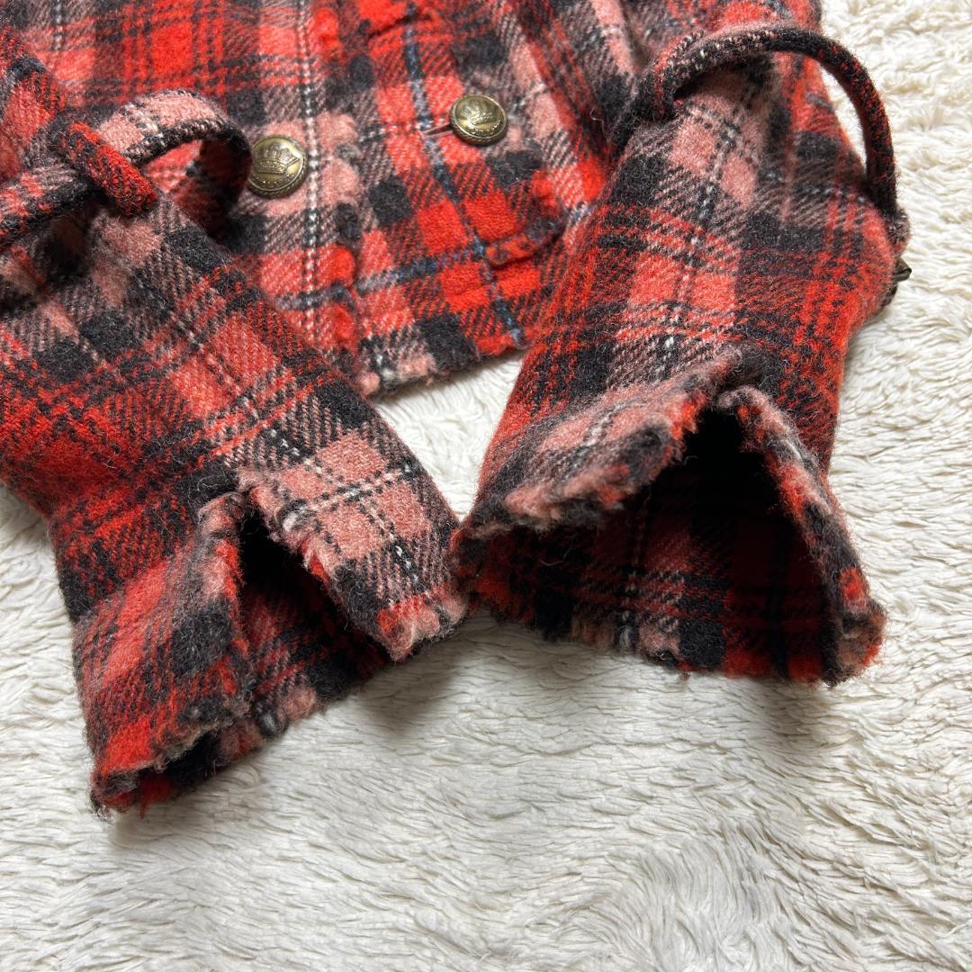 バーバリーブルーレーベル チェック柄 ウール ピーコート 刻印金ボタン