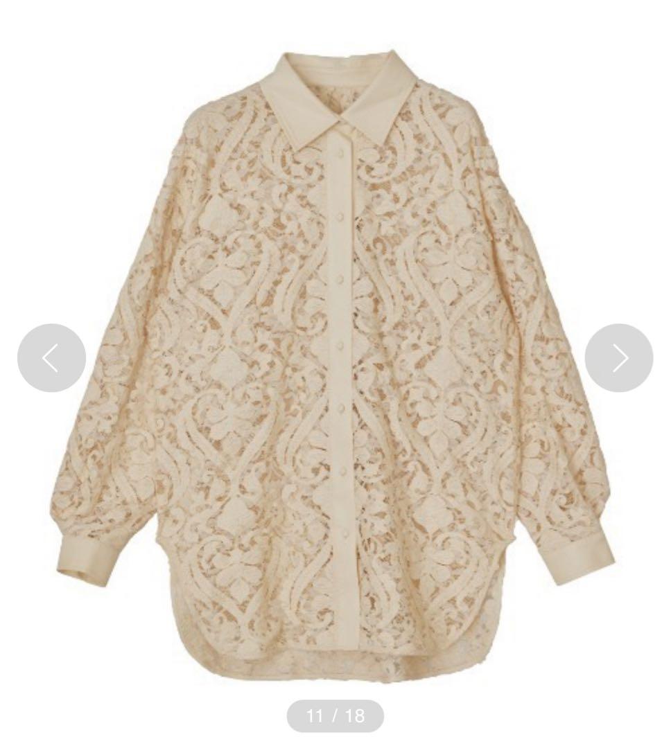 トップス AMERI FAKE LEATHER EMBROIDERY SHIRT