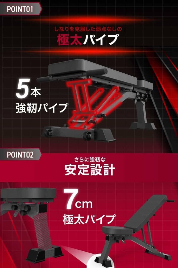 BARWING トレーニングベンチ インクラインベンチ デクライン フラット