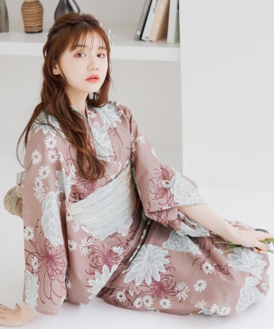 【Dita】 1人で着られる浴衣セット　梅月見の菊ちらし