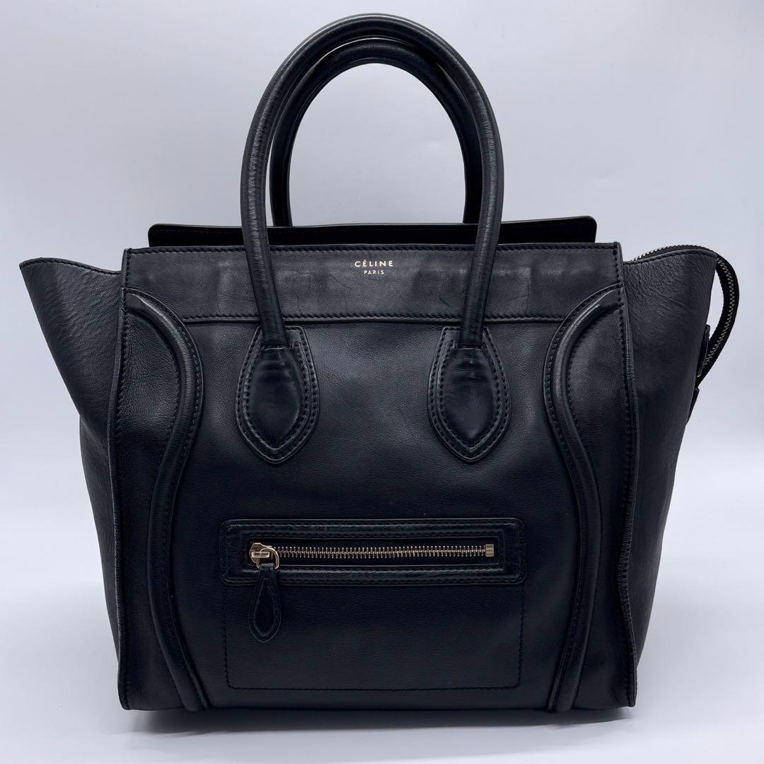 CELINE セリーヌハンドバッグ ラゲージ ミニショッパー レザー ブラック