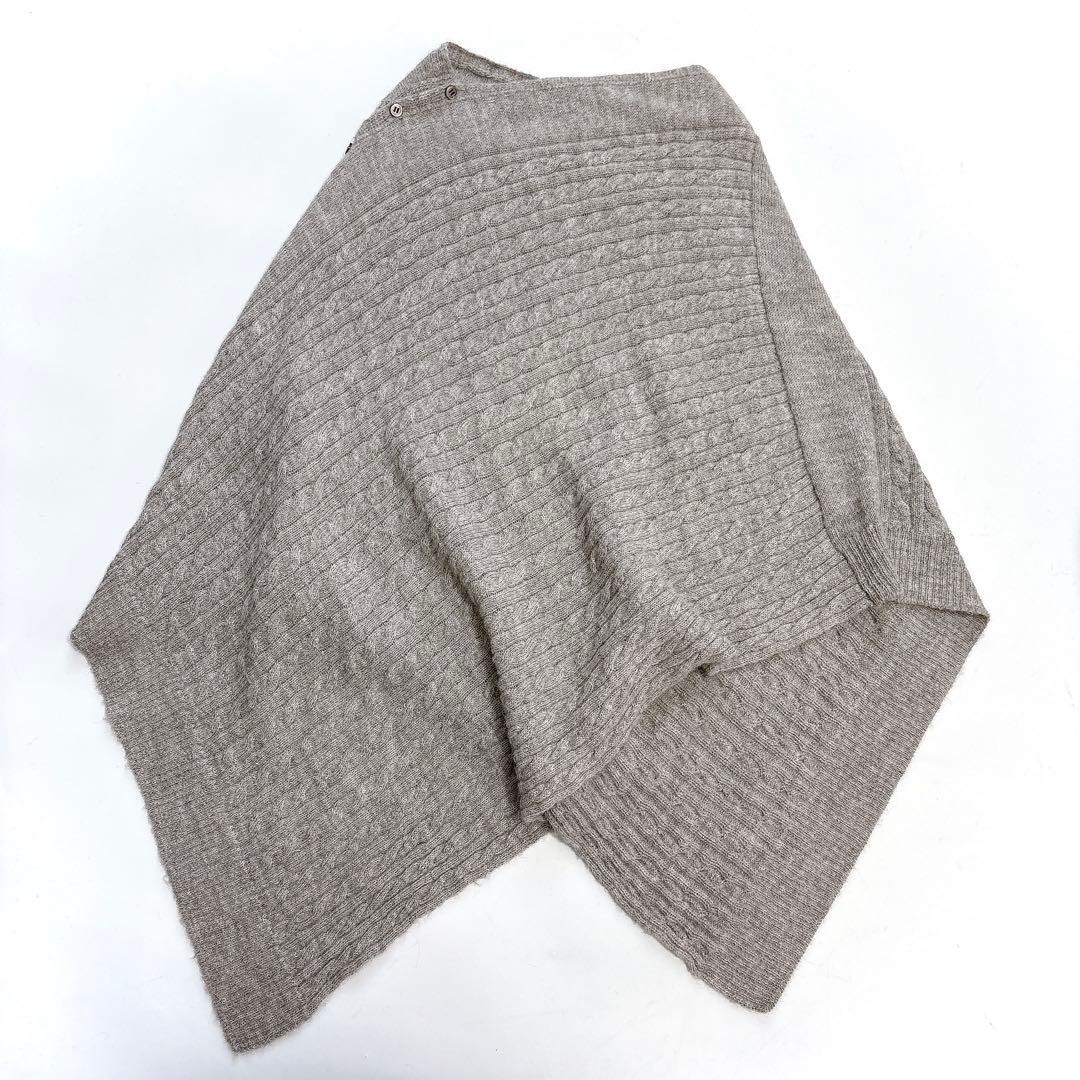 美品 23区 ケーブル編みニットポンチョ アルパカ100% グレー オンワード樫