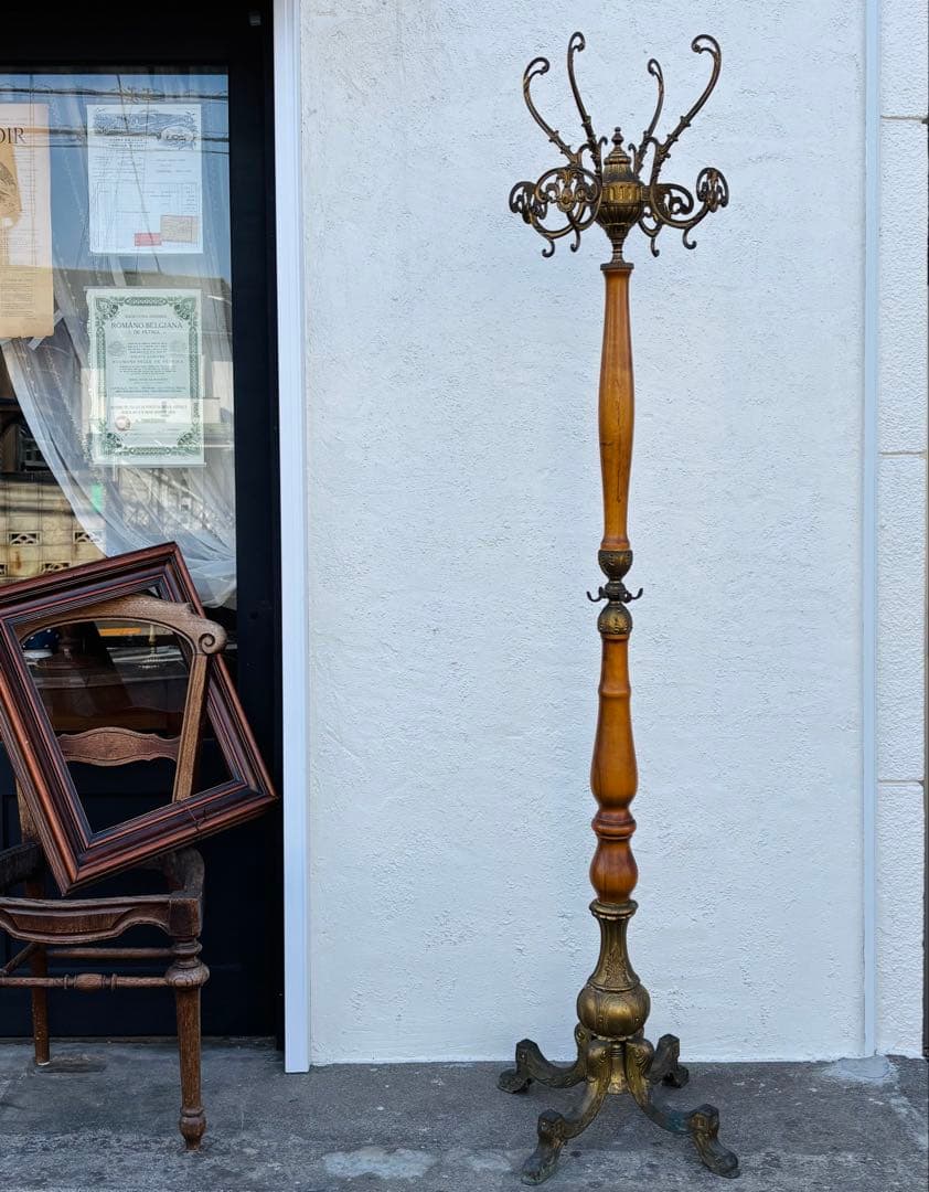 イタリア アンティーク コートラック ポールハンガー