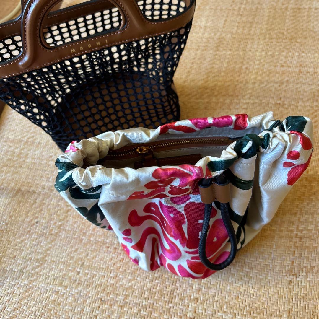 MARNI メッシュかごバッグ ブラウン/ブラック