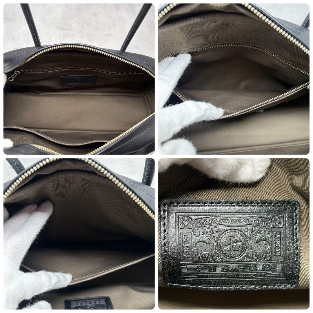 中川政七商店 上質レザー ハンドバッグ ミニボストン 黒 日本製