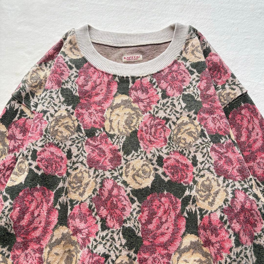 KAPITAL キャピタル ローズ柄 スウェット ゴブラン天竺クルースウェット